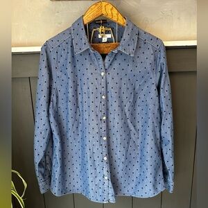 Croft & Barrow Polka Dot Button Down Shirt XL Blue & Black‎